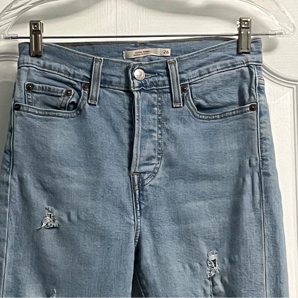 LEVIS Wedgie skinny ripped distressed denim jeans women’s size 26 high rise blue - Picture 2 of 14
